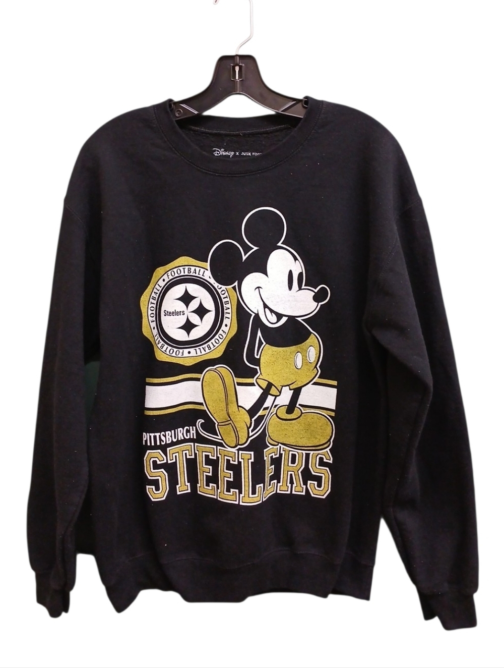Disney x Junk Food Black & Gold Mickey Mouse Pittsburgh Steelers Crewneck Unisex